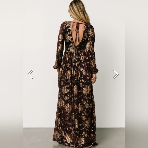 NWT Baltic Born Charlene Maxi Dress in Wine & Gold - Picture 2 of 9